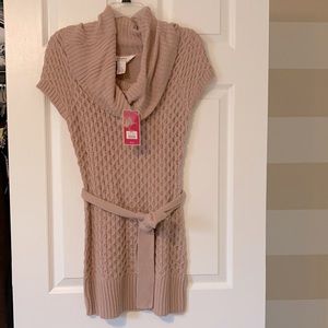 Pale Mauve/Soft Pink Cowl Neck Sweater Dress